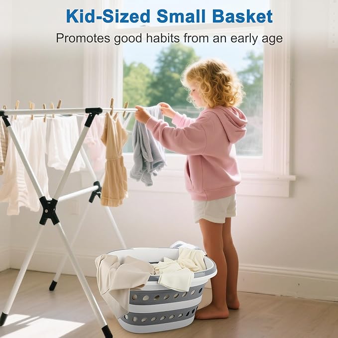 Laundry Basket Collapsible, 16L Small Clothes Hamper Pop-Up Laundry Baskets with Handles, Foldable Plastic Bin Storage Containers for Clothes Baby Kids Hamper Storage Organizer for Dorm Room Bathroom