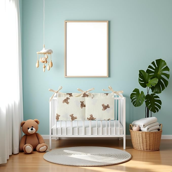 White Bedside Hanging Bags Milk Bottle Bib-Storage Crib Organizer Baby Nappy-Dormitory Bed-Bunk Organizing Bag Nappy- Organizer, Little Bear Nursery Hanging Organizers