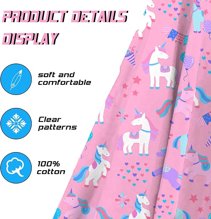 Hooded Towels for Kids -Toddler Beach Towel- Super Absorbent & Quick Dry 100% Cotton 30x50 Inch - to Kid Ages 3-10-Sky Blue Unicorn Pattern Design