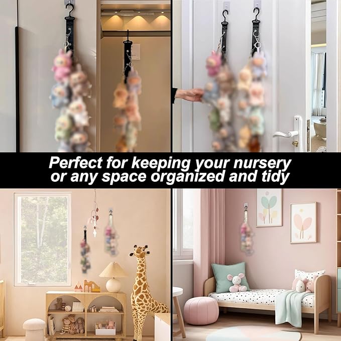 2pcs Plush Toy Display Strap For15-17cm Blind Box Style Dolls,Stuffed Doll Storage With 8 Clip,Organizer,Display,Plush,Hanging Display,Wall & Over Door Organizer