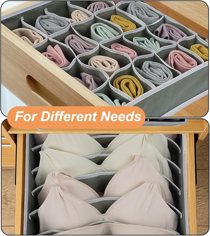 8 Pack Dresser Drawer Organizer Clothes, Foldable Underwear Drawer Organizer Bins, 90 Cells Fabric Closet Cloth Storage Box Drawer Dividers for Socks, Ties, Bras, Baby Clothes, Nursery, Clothing