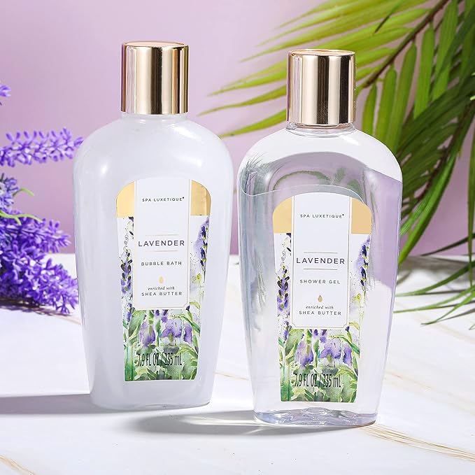 Spa Luxetique Lavender Gift Baskets for Women Spa Kit for Women 12 Pcs Birthday Gifts Set Home Skin Care Sets for Her Anniversary Valentine Day Gifts for Women Wife Girlfriend Grandma Sister