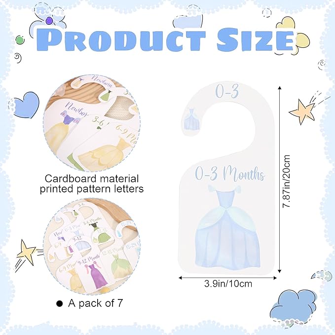 Princess Nursery Closet Dividers - Princess Baby Shower,Baby Girl Closet Organizer,Newborn to 24 Months for Home Nursery