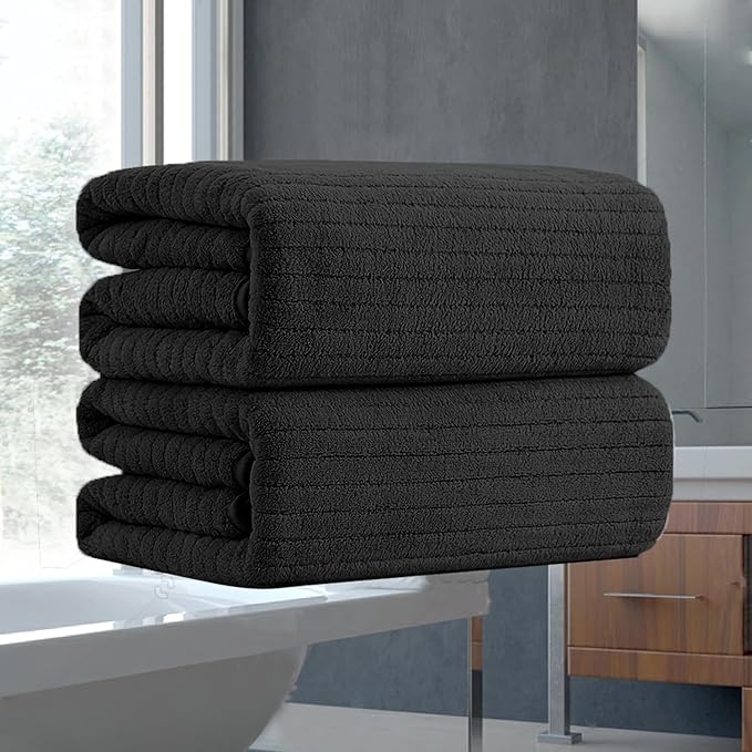 Hailea Black Hand Towels Set 16x31 Inches,Soft Microfibers Bathroom Towel Set 2 Pack,Highly Absorbent Quick Dry Luxury Towel Hotel Spa Gym Hand Towel Collection for Bathroom