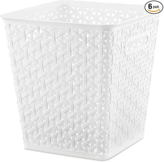 Whitmor Woven Resin Bin, White, 6 Pack