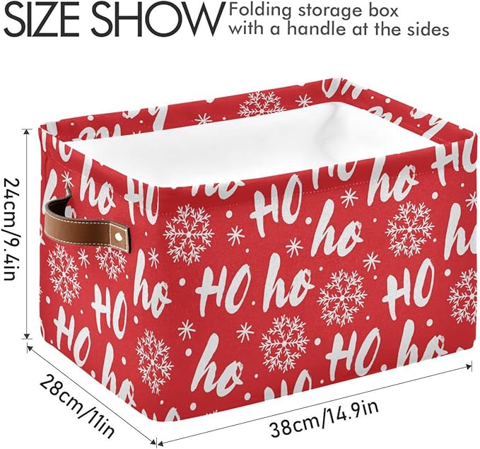 DOMIKING Rectangular Christmas Storage Bin Santa Claus Snowflake Christmas Basket with Handles - Nursery Storage, Laundry Hamper, Storage Baskets