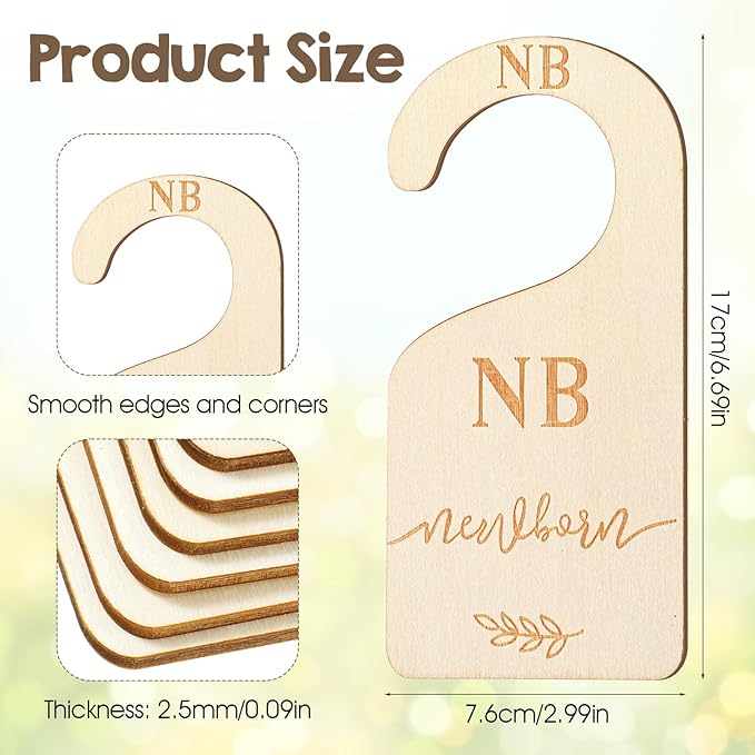 7pcs Wooden Baby Clothes Dividers for Closet, Clothes Size Markers for Baby, Nursery Closet Dividers for 0-24 Months for Home Nursery Cloth