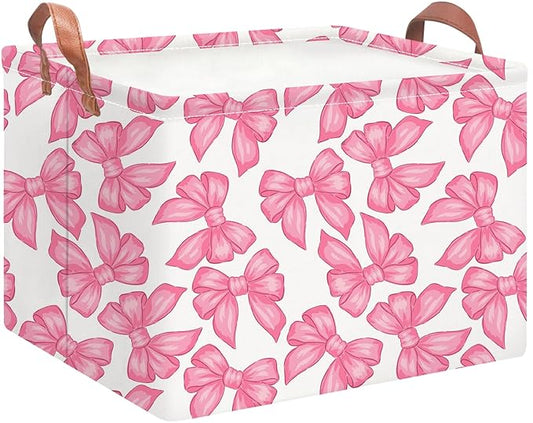 Rectangular Storage Baskets，Gift Basket,Book Box,Room Decor(Big Bowknot)