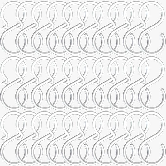 POVETIRE 30 Pack 2.5 Inch Acrylic Transparent S Hook for Hanging Baby Headband Hair Accessories Baby Bib NecklaceJewelry Hat Holder
