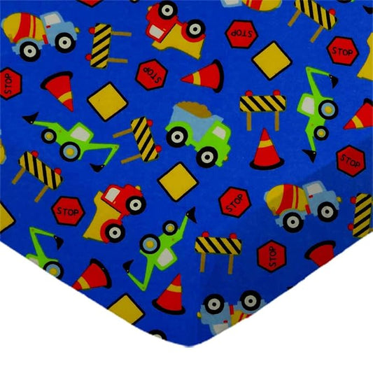 SheetWorld Fitted 100% Cotton Flannel Moses Basket Sheet 13 x 27, Construction Zone, Made in USA