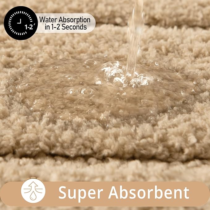 HOMORE Bathroom Runner Rug 24x60 Inch Beige Long Bathroom Runners Rugs, Soft and Absorbent Microfiber Non Slip Washable Bath Rug, Plush Bath Rugs Mat for Shower Floor