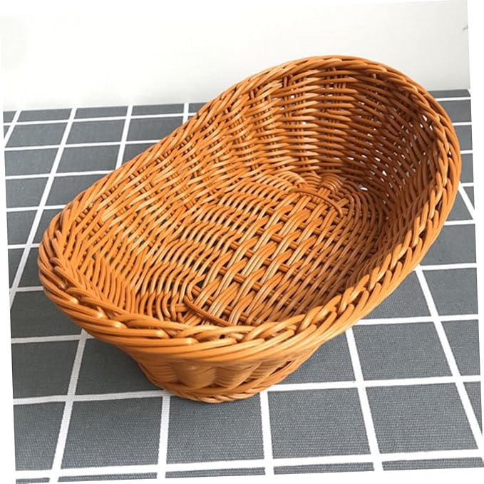 Alipis 1pc Mini Handmade Decorative Weaving Basket for Easter Activities Creative Desktop Props for Home and School Handless Rectangle Design