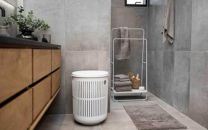 Zone Denmark Laundry Basket - Elevate Your Laundry Routine with Style and Functionality, White 16.14x16.14x21.65 inches