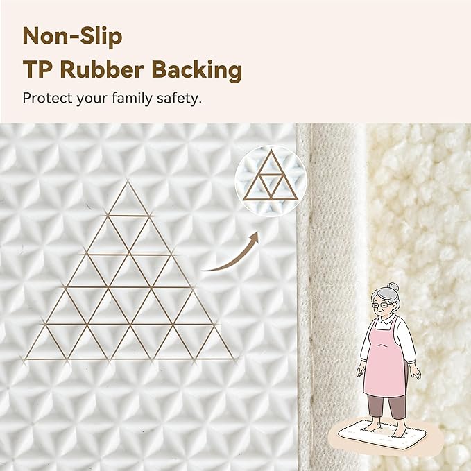 GRANNY SAYS Bathroom Rugs Non Slip, 16" x 24", Bath Rugs for Bathroom Washable, Bath Mats for Bath Floor, Microfiber Bath Mat for Tub, Absorbent Bath Rugs for Bath, Ivory