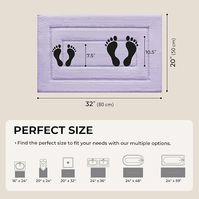 GRANNY SAYS Bathroom Rugs Non Slip, 20" x 32", Bath Rugs for Bathroom Washable, Bath Mats for Floor, Microfiber Bath Mat for Tub, Absorbent Bath Rugs for Shower Room, Lavender