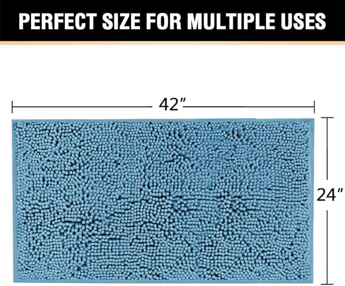 H.VERSAILTEX Microfiber Bath Rugs Chenille Floor Mat Ultra Soft Washable Bathroom Dry Fast Water Absorbent Bedroom Area Rugs, 24 x 42 - Inch, Dark Teal