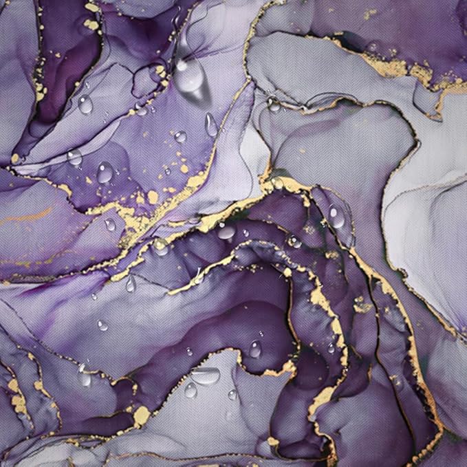 4Pcs Luxury Purple Marble Pattern Shower Curtain Set with 12 Hooks Non-Slip Rugs,Toilet Lid Cover and Bath Mat, Stylish Bathroom Decor for Hotel & Home Bathroom