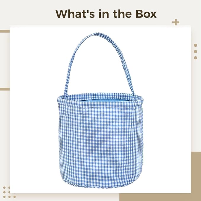 Personalized Nursery Basket, Easter Basket, Blue Checked Design, 10 In, Customizable