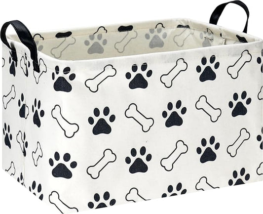 Rectangular Storage Basket,Collapsible Gift Basket with Handles,Kids Toys/Books Box,Room Decor(Paw)