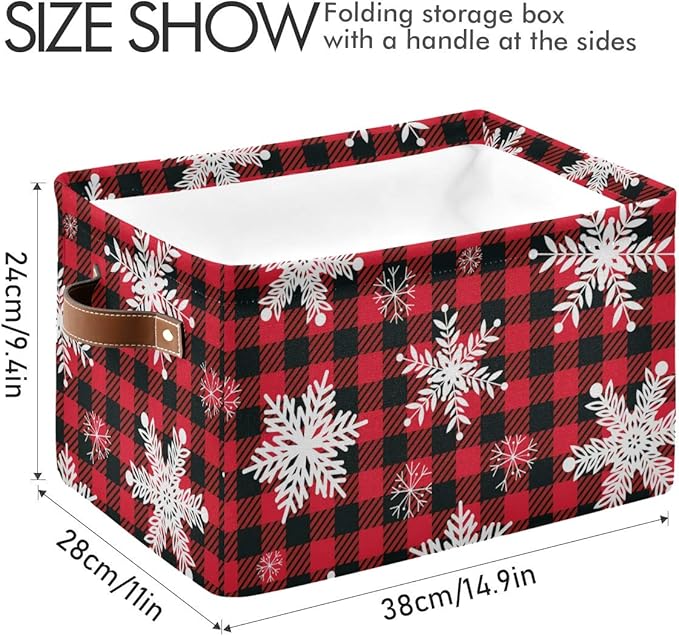 DOMIKING Rectangular Christmas Storage Bin Snowflakes Christmas Basket with Handles - Nursery Storage, Laundry Hamper, Book Bag, Gift Baskets