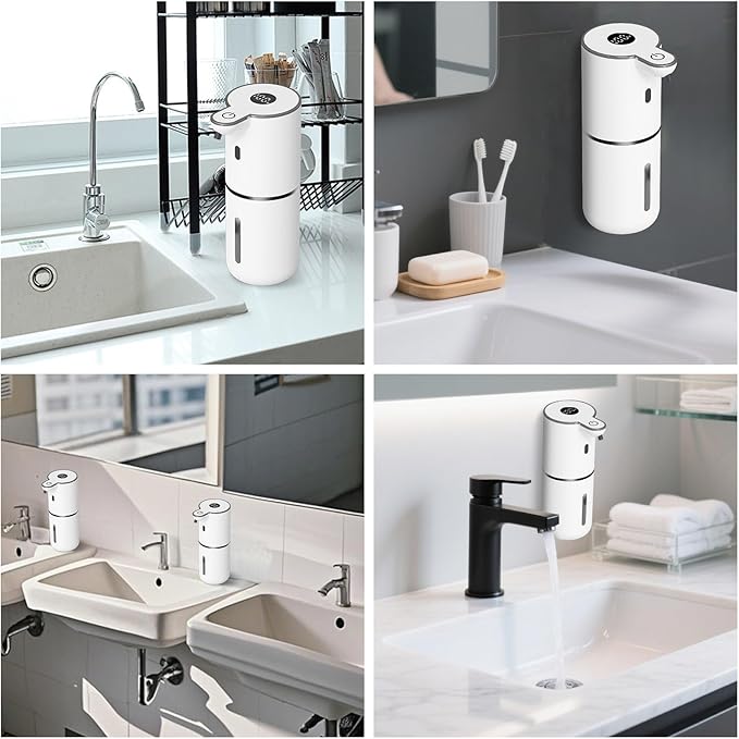 2 Pack Automatic Liquid Soap Dispenser Touchless, USB Rechargeable Smart Hand Soap Dispenser, 6-Level Adjustable, 12.8oz/380mL Wall Mount for Bathroom Kitchen Dish Soap-White