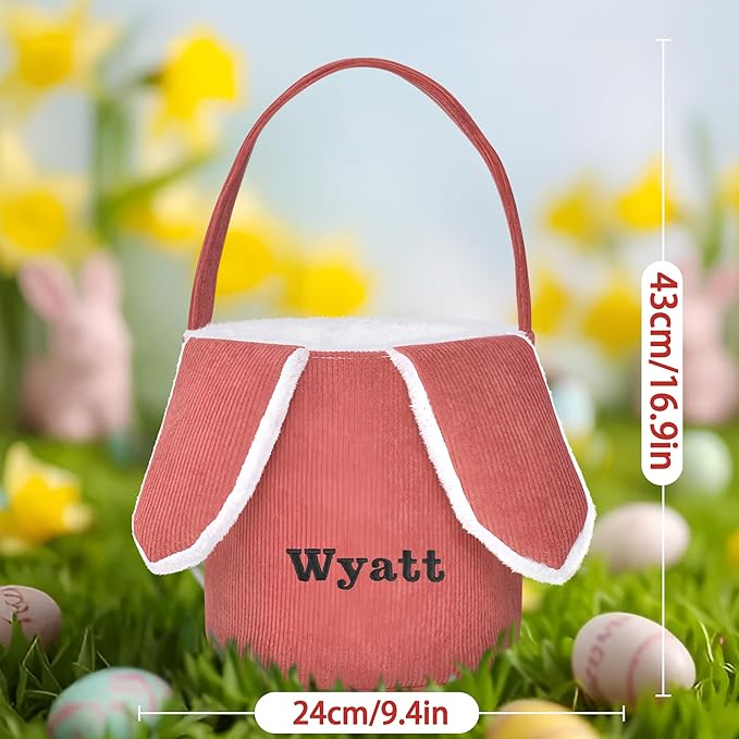 Easter Basket, Touber Easter Bunny Basket, Personalized Easter Baskets for Kids, Easter Gifts Basket for Girls Baby Children - Bunny Ear Red