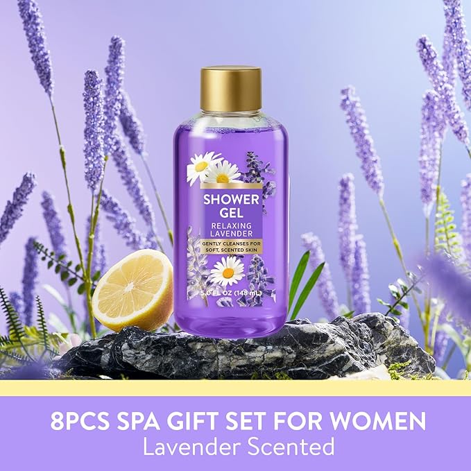 Spa Luxetique Gifts for Women Relaxing Lavender Gift for Womens 8pcs Spa Gift for Women Bath and Body Works Gift Set Birthday Gift for Womens Mom Grandma Valentines Day Gifts for Her