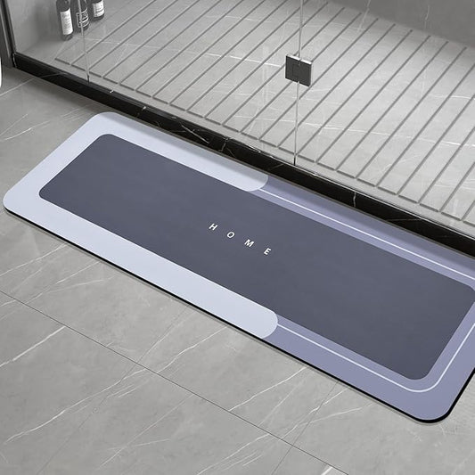 Housego Absorbent Bath Mat Magic Rug, Quick Drying Magic Bath Mat Non-Slip Floor Rug Rubber Backed for Bathroom Kitchen Shower Sink, Water Absorbent (1PC, 16.93''x50'', Blue)