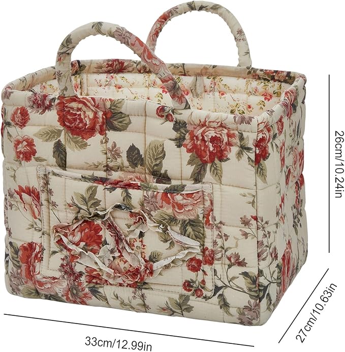 Boho Fabric Storage Basket, Large Capacity Laundry Basket, 12.2'' x 10.23'' x 10.23'' Collapsible Laundry Hamper with Easy Carry Handles (D Multi-Color 2, L)
