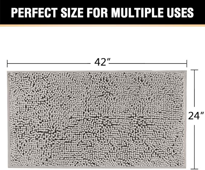 H.VERSAILTEX Microfiber Bath Rugs Chenille Floor Mat Ultra Soft Washable Bathroom Dry Fast Water Absorbent Bedroom Area Rugs, 24 x 42 - Inch, Dark Grey