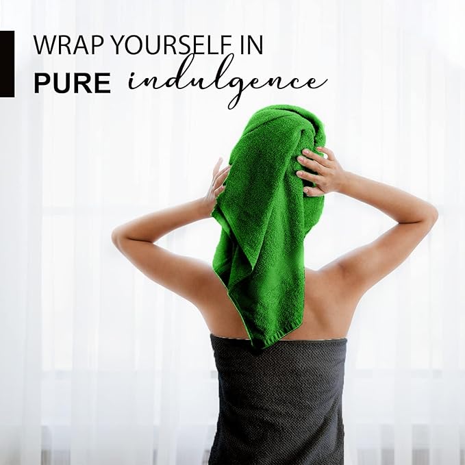 100% Cotton Bath Towels, 24x48 Pack of 6 Towels, Quick Dry, Highly Absorbent, Soft Feel Towel, Gym, Spa, Bathroom, Shower, Pool, Luxury Soft Towels (Dark Green, 24x48-6 Pack)