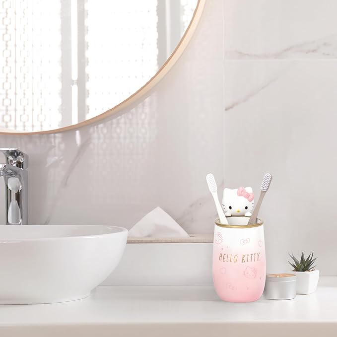 Hello Kitty Tumbler - Pink Resin Toothbrush/Pen Holder - Bathroom Décor