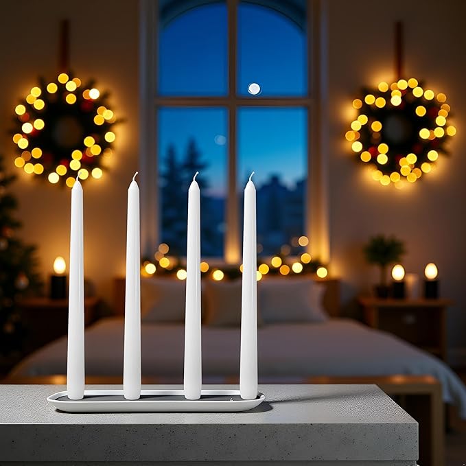 36 Pack White Taper Candles丨Taper Candles 10 Inch Dripless丨Unscented & Smokeless Candlesticks Bulk丨7-8 Hours Long Burning Tall Candles丨Ideal for Christmas Weddings Parties Dinner