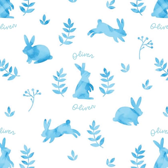 Let's Make Memories Personalized Easter Basket for Kids - For Boys - For Girls - Create Your Own - Fillable - Wicker - Easter Basket Stuffers - Large - Light Blue Rabbit