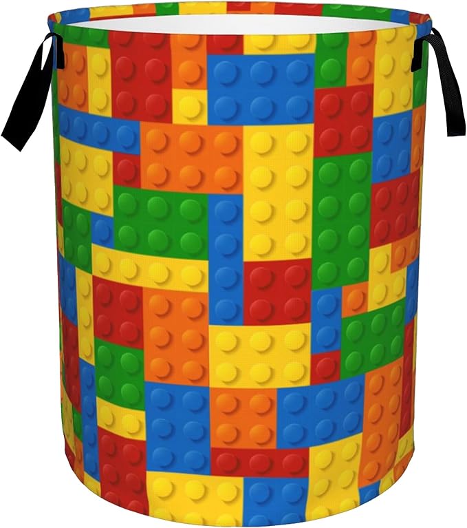Laundry Basket, Dirty Clothes Basket, Foldable Waterproof Oxford Cloth Storage Basket for Bedroom, Bathroom, Clothes,Large Storage Basket Home Decoration(Colorful Building Blocks)