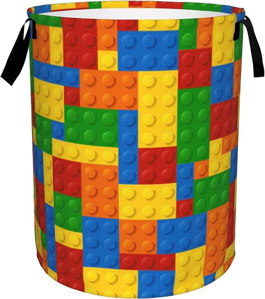 Laundry Basket, Dirty Clothes Basket, Foldable Waterproof Oxford Cloth Storage Basket for Bedroom, Bathroom, Clothes,Large Storage Basket Home Decoration(Colorful Building Blocks)