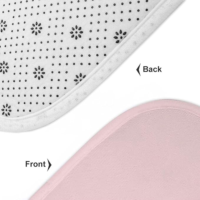 3 Pieces Bath Rug Sets, Blush Pink Bathroom Mat Set Non Slip U Shaped Contour Rug & Toilet Lid Cover