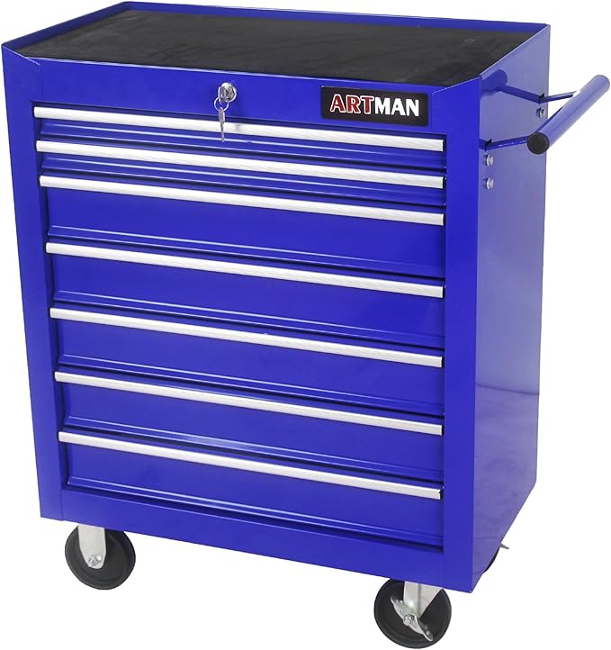 7 Drawers Rolling Tool Chest Cart ,24.2*12.9*29.9"Tool Storage Cabinet With 4 Wheels.Portable Tool Cabinet Trolley With Locking System and Drawer Liners.Tool Storage Cart for Garage,Workshop