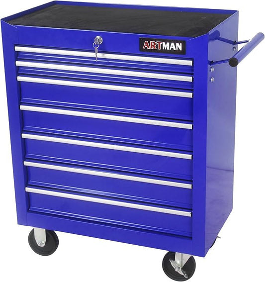 7 Drawers Rolling Tool Chest Cart ,24.2*12.9*29.9"Tool Storage Cabinet With 4 Wheels.Portable Tool Cabinet Trolley With Locking System and Drawer Liners.Tool Storage Cart for Garage,Workshop