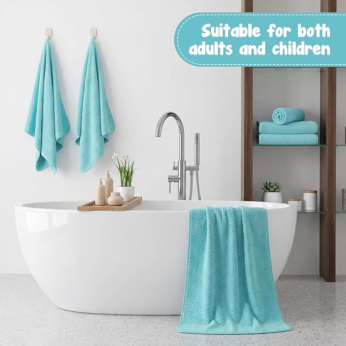 16 Pack Microfiber Bath Towels Bulk 27'' x 60'' Oversized Size Bath Towel Highly Absorbent Extra Large Soft Drying for Shower Beach Winter Salon Sport Gym Party (Wheat,Light Blue)