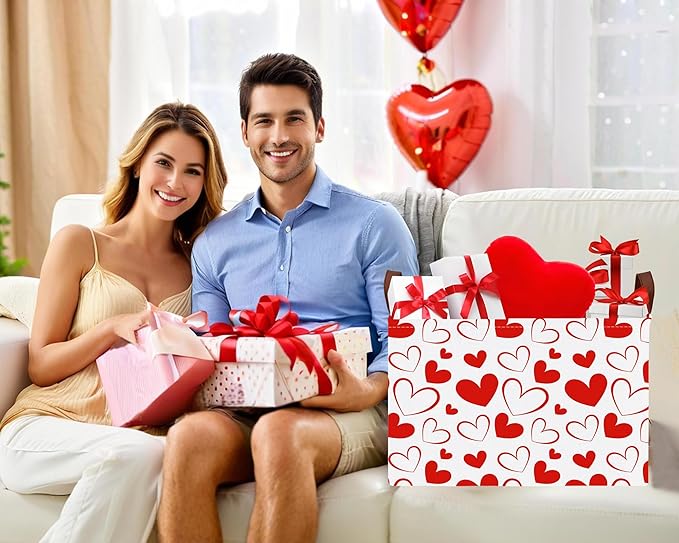 Large Valentine's Day Basket Heart Shaped Storage Bin for Gifts Collapsible Organizer Room Decor (Red Hollow Solid Love)