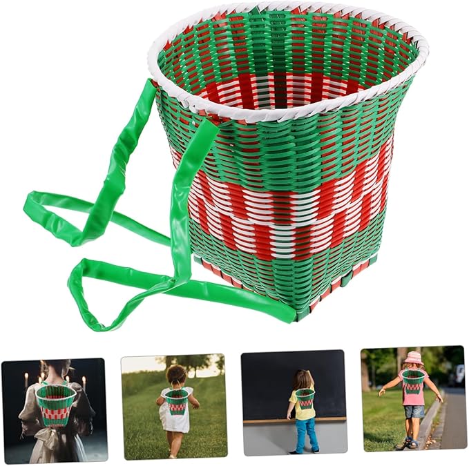 Balacoo Hand Woven and Girls Storage Basket Portable Woven Backpack for Dance Props Rustic Picnic Holder for Toddlers Outdoor Use and Kindergarten