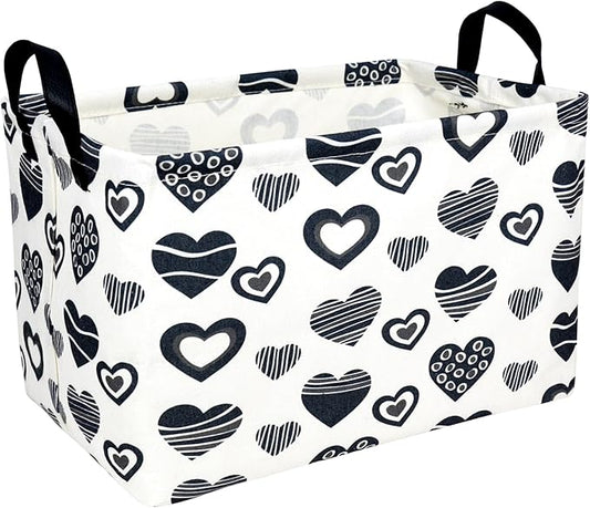 Valentine's Day Basket Gift for Empty Cute Heart Large Storage Bin for Kid and Baby Room Décor (Black Creative Love)
