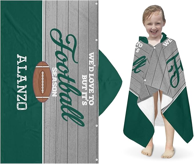 Hooded Towel Kids Football Season Bath Towels with Hood Microfiber Kids Beach Towels Baby Pool Beach Towel for Boy Girls