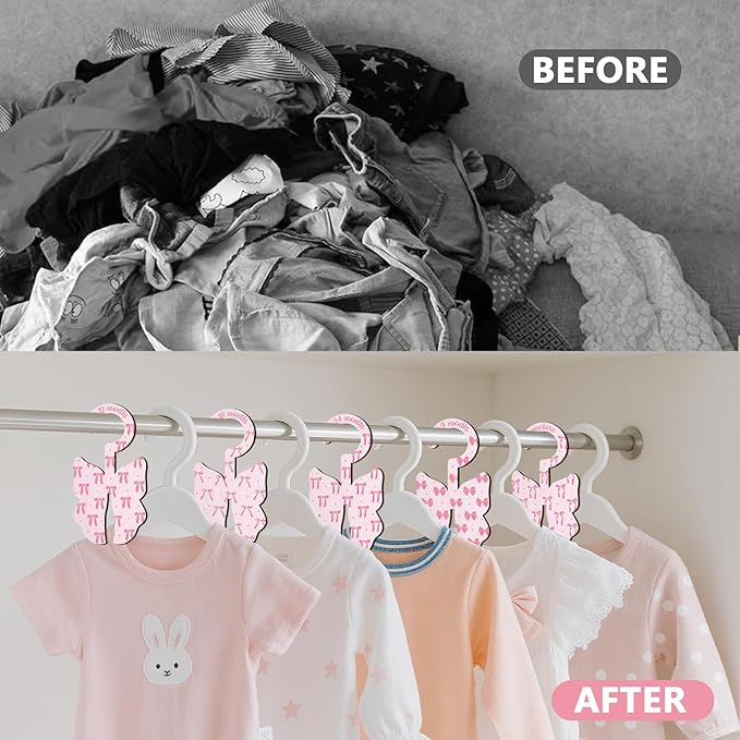 Baby Clothes Dividers for Closet - Set of 8 Wooden Baby Size Closet Dividers Newborn to 24 Months, Newborn Organizer for Girls, Delicate Butterfly Bow Baby Nursery Decor Kit Newborns Gift Baby Shower