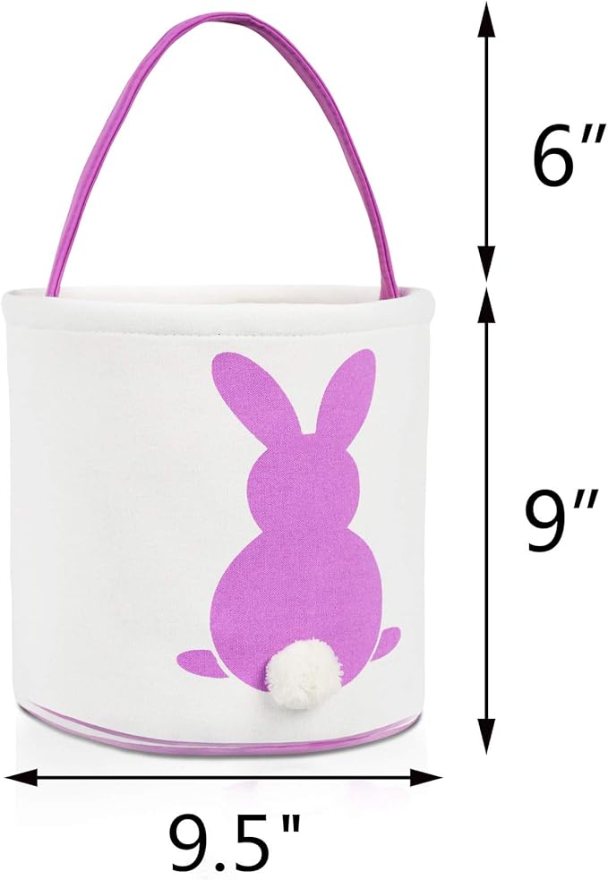MONOBLANKS Easter Bunny Basket Bags, Rabbit Bucket Tote for Easter Egg Hunts Decorations Candy Gifts Storage (Purple)