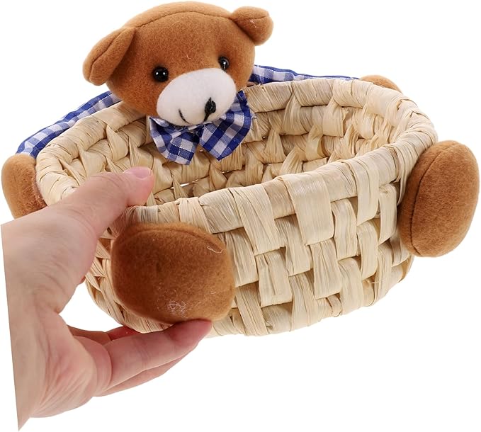 Sundries Woven Storage Basket Handwoven Decorative Container for Organizing Snacks Toys and Items Stylish and Corn Bran Material for Home Nursery Use