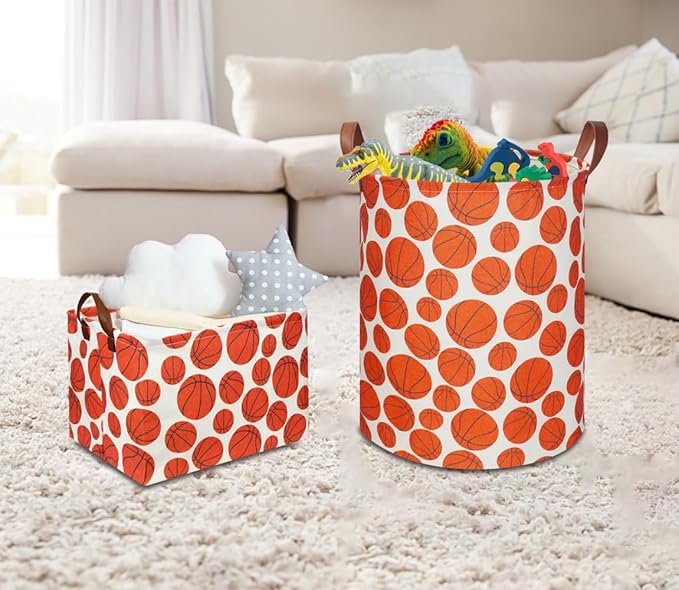 Kids Laundry Hamper,Baseball laundry Basket,Baby Boy Nursery Hamper,Waterproof Storage Bin for Bedroom,Clothes Organizer Basket,Toys Box,Room Decor(Basketball)