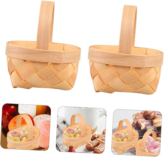 Happyyami 20pcs Mini Woven Candy Baskets for Boys and Girls Natural Treat Holders for Party Favors Easter Birthdays and Home Storage Adorable Packaging