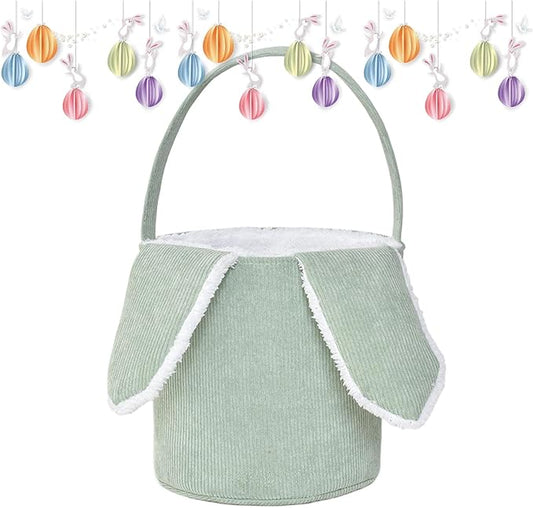 Bunny Egg Hunt Easter Bucket Plush | Easter Bucket Bags With Rabbit Ears,Bunny Ears Baskets For Kids,Easter Bunny Basket,Candy Storage Decorations With Rabbit Ears For Boys Girls